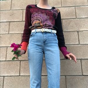 DESIGUAL COLORFUL FLORAL LONG SLEEVE TOP!